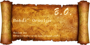 Bekő Orsolya névjegykártya